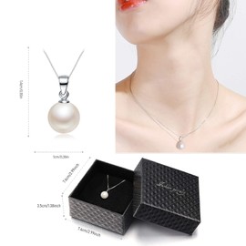 MTQ Collares de Mujer Perla, Collar Mujer Plata de Ley 925, Cadena con Dije para Mujer con Perla, Regalos para Mujeres con Exquisita Caja de Regalo