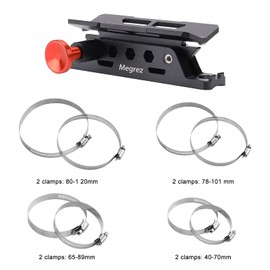 MEGREZ Adjustable Fire Extinguisher Mount Holder, Aluminum Quick Release Fire Extinguisher Holder with 8 Clamps, Compatible with Jeep Wrangler UTV Polaris RZR, Black