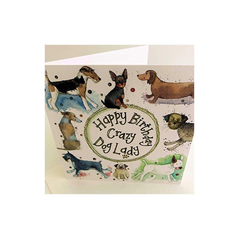 Alex Clark Crazy Dog Lady Birthday Foil Card