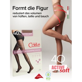Conte elegant Conte elegant Damenstrumpfhose f1r empfindliche Haut mit Vitamin E - ACTIVE SOFT Lycra 40 DEN - Modellierende Wirkung Damen Feinstrumpfhose Strumpfhose - Einfarbig - Farbe Mocca Gr??e 6