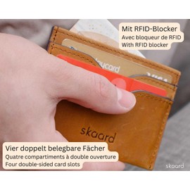 skaard Men's Card Holder Genuine Leather Brown with RFID Protection, brown, M, Credit card sleeve