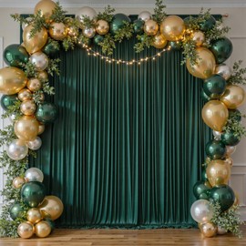 10 ft x 10 ft Wrinkle Free Hunter Green Backdrop Curtain for Parties, Polyester Dark Green Photo Backdrop Drapes 2 Panels 5x10ft for Baby Shower Wedding Birthday Party Photography Curtains