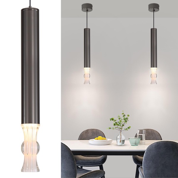 Mikeru 2 Pack Cylindrical Pendant Lights, 3 Color Temperature 3000k/4500k/6500k,