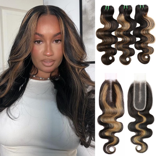 HERMOUS 12A Double Drawn Honey Blonde Highlight Bundles with 2x6