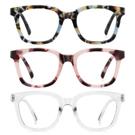 AIMISUV Reading Glasses for Women Men - Blue Light Blocking Magnifying Readers,Oprah Square Anti-Glare Computer Eyeglasses(Mix2,1.0X)