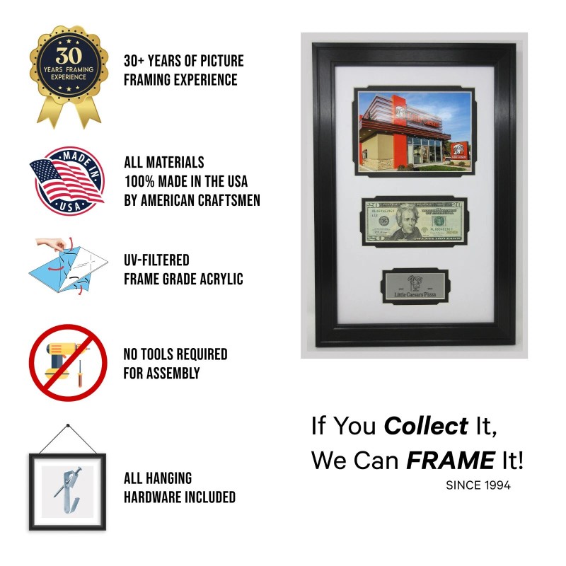 GOLDEN SACAGAWEA DOLLAR COINS (NOT INCLUDED) WALL DISPLAY PICTURE FRAME