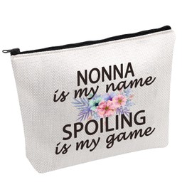 PWHAOO Grandma Nonna Gift Nonna Is My Name Spoiling Is My Game Best Nonna Ever Cosmetic Make Up Storage Bag Gift (Nonna Bag)