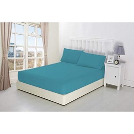 Extra Deep Fitted Sheets 16"/40CM Deep Luxury Percale in 15 Colours (Teal, Single)