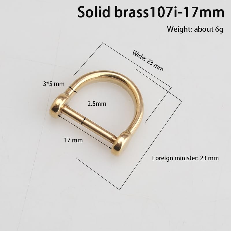 kokungkuan Solid Brass D-Rings with Screw Horseshoe U Shape Shackle