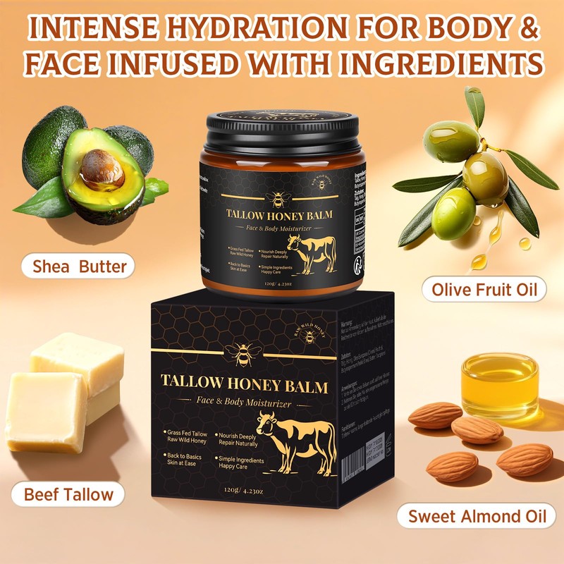 WOPD WOPD Beef Tallow for Skin,Grass Fed Beef Tallow for