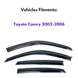 KPY Window Visor Compatible with Toyota Camry 2002-2006, 4PC Rain Guard Side Window Vent Deflectors Tape-On Mugen Style, 2002 2003 2004 2005 2006