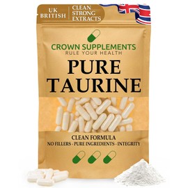 Pure Taurine Capsules Amino Acid | Clean Supplements UK | Crown Supplements (270 Capsules)