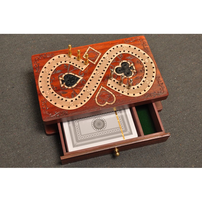 PALM ROYAL HANDICRAFTS 2 Track Cribbage Board Game Set with