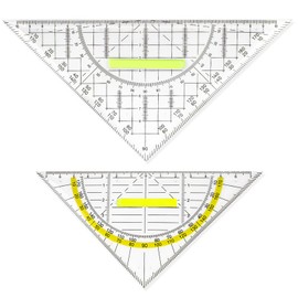 Geodreieck mit Griff, Wefaly 2 Stück Geodreieck Groß 22cm und Klein 16cm Geodreieck Flexibel Geo Dreieck Set mit Winkelmesser Funktion Geeignet für Schule Büro Zeichnen Modellieren
