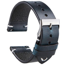 Calm Wristwatch, Oiled Leather Strap, Genuine Leather, Watch, Smartwatch, Band, deep blue, Modern