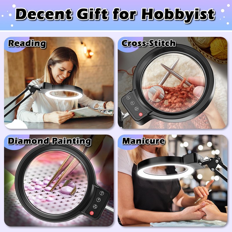 30X 10X Large Floor Magnifying Glass with Light and Stand,72