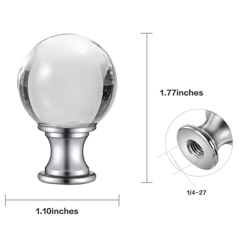 Akahttbn 2 Pack Lamp Finials Glass Crystal Ball, Lamp Finials