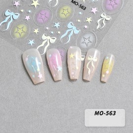 Hollow Star French Tip Nails Stickers Decals Bow Heart Nails Art Stickers Self-Adhesive Designs Nail Art Decals for Women DIY Nail Decorations