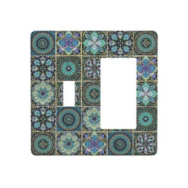 Sghxwp Decorative Switch Plate Covers Morocco Talavera Mexican Tile Printed Green Mandala 2 Gang 1 Gang Single Toggle Rocker Device Combination Light Switch Cover Wall Plate Electrical Faceplate