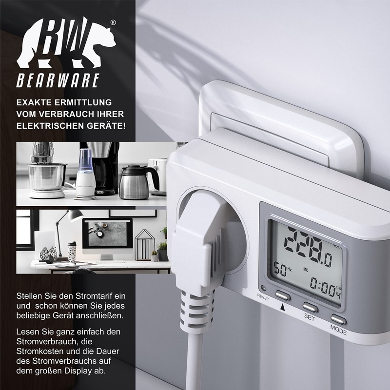 CSL Electricity Meter for Socket, Energy Cost Meter, Ammeter with