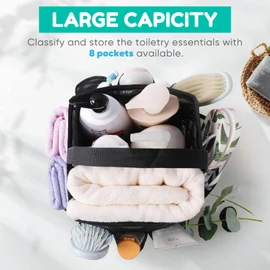 RIKONDA Heavy-Duty Mesh Shower Organizer with Reinforced Base, 8 Compartments for Travel, Gym & Dorm Essentials | 15x15x2cm | 100g