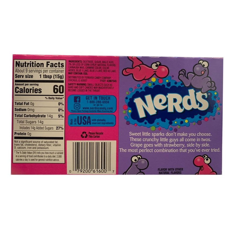 Nerds Candy Strawberry And Grape141g Theatre Box - 2 Pack