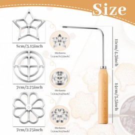Achappam Mold Bunuelos Mold with Handle Rosette Maker Rosette Cookie Bunuelos Tool Aluminium Cast Waffle Molds Set with 3 Interchangeable Heads Star Flower Circle for Kitchen Baking Cooking Housewares