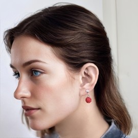 3Pack Set Silver Diamond Crystal Ball Stud Drop Pearl Earrings for Women,Blue White Purple Gemstones Women's Dainty Sparkle Disco Ball Pave Studs Earrings Tassel Post Pierced CZ Pearl Ball Drop Stud