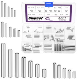 Swpeet 110Pcs M2 M3 M4 M5 304 Stainless Steel Dowel Pin Assortment Kit, Cylindrical Shelf Support Peg Pin Rod Fasten Elements for Maintenance and Connection (with A Storage Box )
