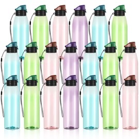 Uiifan 20-Piece Water Bottle Set - Clear Plastic 17 oz Sport Drink Bottles with Leakproof Flip Top for Travel, Gym, Camping, Hiking (Multi Color)