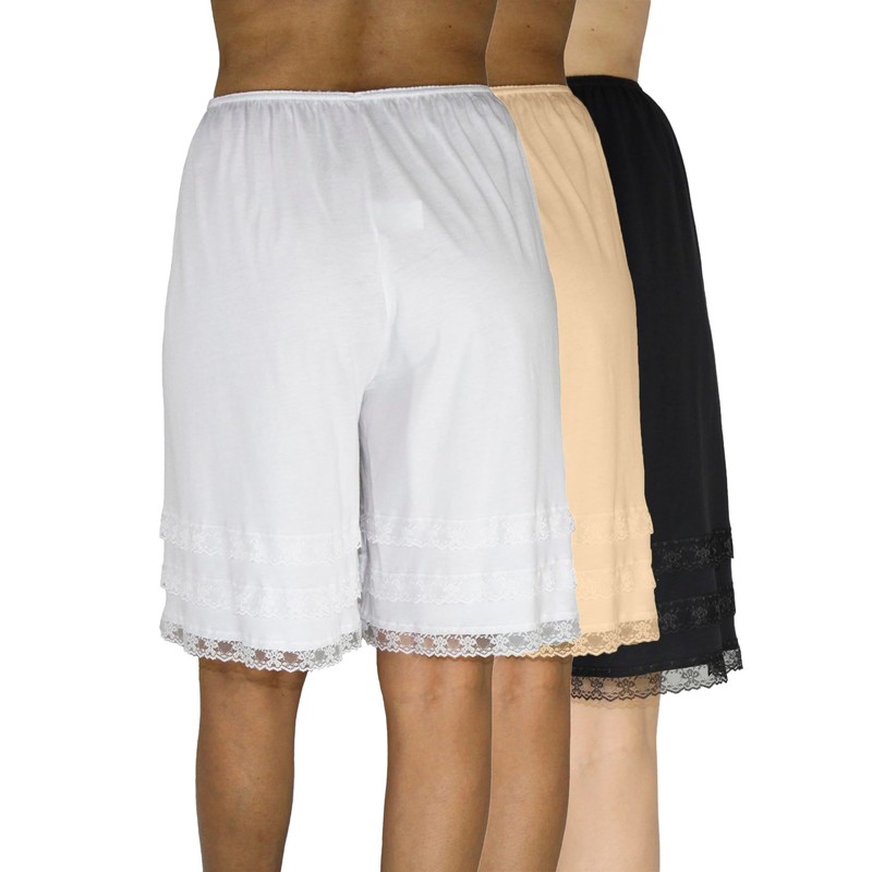 Underworks Cotton Knit Snip-A-Length Pettipants Culotte Slip Bloomers Split Skirt
