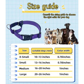 QICHENMAO Martingale Dog Collars with Quick Release Buckle, Heavy Duty Nylon Reflective Dog Collar, NO Pull Walking Training Collar for Large, Medium, Small Dogs (Purple, Large)
