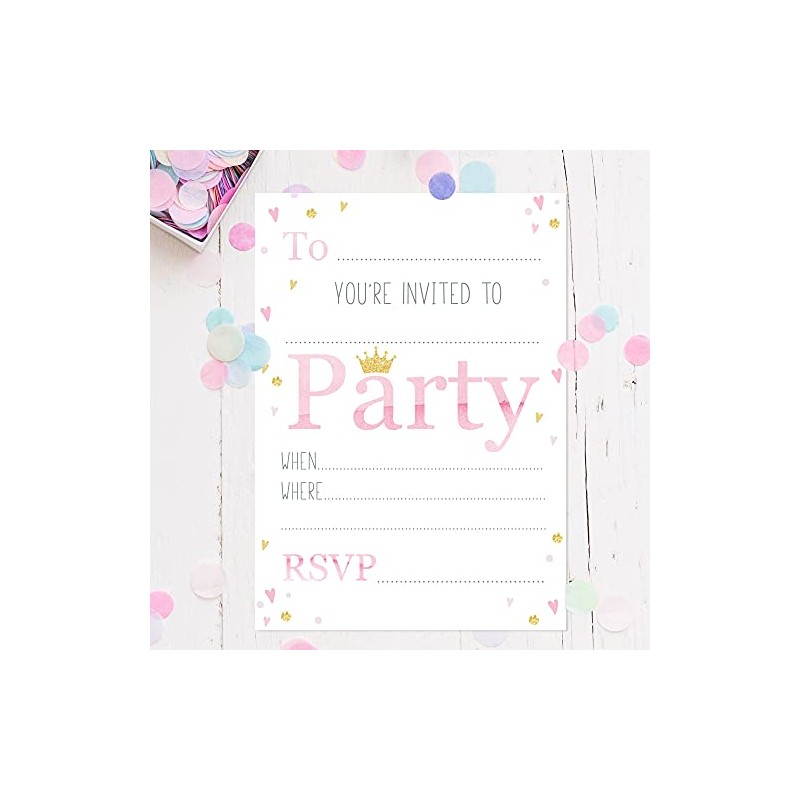 Princess Party Invitations Pink Girls Party Invites x10