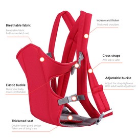 Baby Sling Carrier,Xiuyer Baby Carriers from Newborn Ergonomic Breathable Infant Carrier 3-in-1 Front and Back Adjustable Baby Sling Carrier for Newborns Infants & Toddlers,Red Baby Wrap Carrier