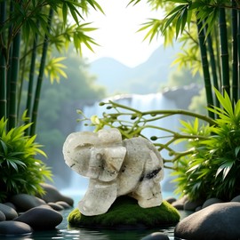 SquarezhenBo Elephant Ornament, Elephant Statue, Jade Stone Handcraft Natural Green Jade Stone Elephant Statue Decor Toys in Hand Home Décor Accents Sculptures (Black)