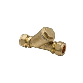 Brass Compression 15mm 22mm Inline Y Strainer with Stainless Steel Mesh Debris Filter (15mm)