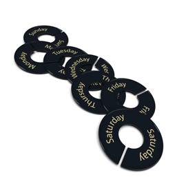 Discount Sizing Round Size Dividers - Days of The Week (Black with Gold Font)