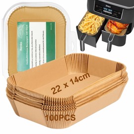 Renko Ninja Airfryer Baking Paper for Hot Air Fryer Baking Paper, Ninja Airfryer Accessories, Pack of 100, 22 cm x 14 cm, Rectangular Baking Paper Compatible with Ninja NF400EU, AF300EU, Waterproof,