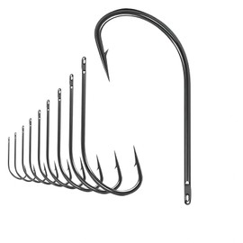 Natufish 50Pcs High Carbon Steel Fishing Hooks - Corrosion Resistant for Saltwater & Freshwater Fishing, Long Shank Straight Point Catfish Hooks and Versatile Fish Hook (8#_50pcs)