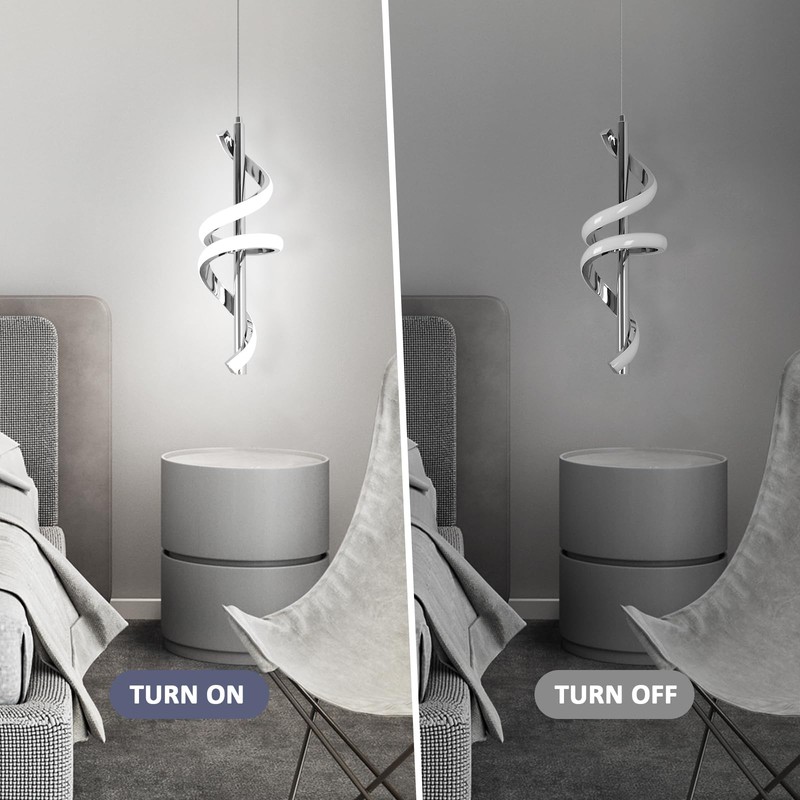 CANEOE Modern Pendant Light Kitchen Island Lighting 6000K Chrome LED