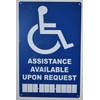 Assistance Available Upon Request with Phone Number Sign (Blue,Aluminium, 9x14)-The