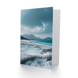Artery8 Greeting Card Isle Harris Scotland White Sand Luskentyre Beach Blank For All Him Or Her Art Birthday Card