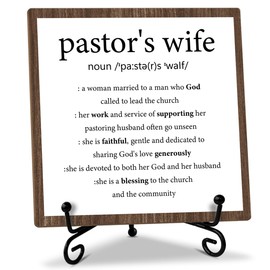 Pastor's Wife Appreciation Gift for Women Wood Sign with Stand Christian Thank You Gifts Religious Gifts for Pastor's Wife, Pastor's Wife Definition Table Centerpiece Home Desk Decor Accessories -31