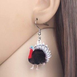 NEWEI Acrylic Thanksgiving Day Turkey Chicken Earrings Anime Animal Drop Dangle Jewelry For Women Girls Teens Kids Festival Gifts