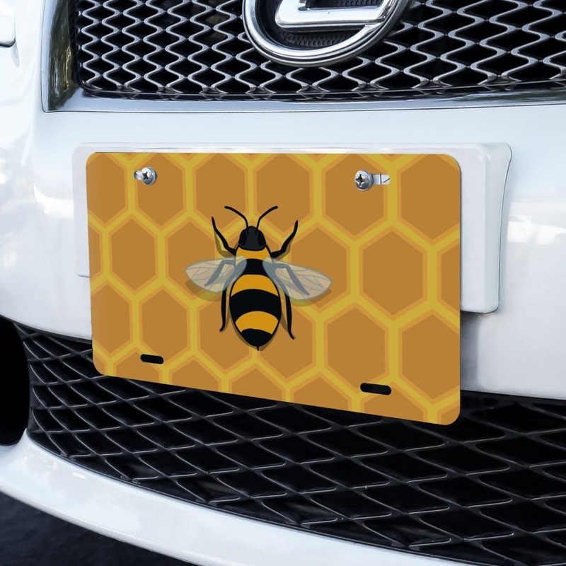 GRAPHICS & MORE Bee on Honeycomb Novelty Metal Vanity Tag