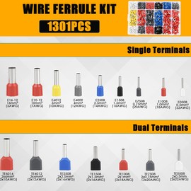 DODUOS Crimping Pliers Wire End Ferrules Set Cable Sleeves, 0.08-16 mm² Crimping Tool Set, Crimping Pliers Wire End Ferrules Set with 950 Pieces Single Line Ferrules + 350 Pieces Twin Wire End