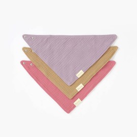 Blumie Set of 3 100% Organic Cotton Baby Bandana dribble bibs for boys and girls (Dusty Pink Set)