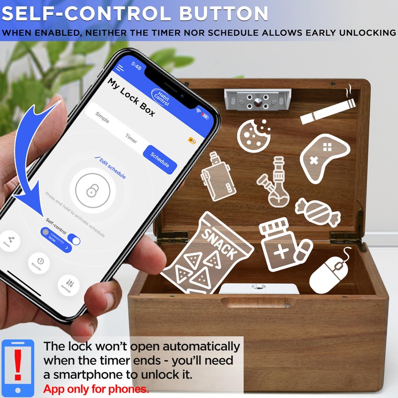 Habit Control Lock Box with Timer - App Small Timed