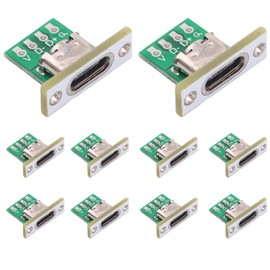 Teansic 10PCS Type C Female Socket Converter Board,USB 3.1 Female Connector with Fixing Plate
