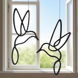 Lineart Vögelset zum Aufhängen | Elegant Zeitloses Design fensterdeko hängend | Fensterdeko Hängend Modern | Ganzjährige Fensterdeko hängend | Fensterschmuck | Frühlingsdeko | Wanddeko